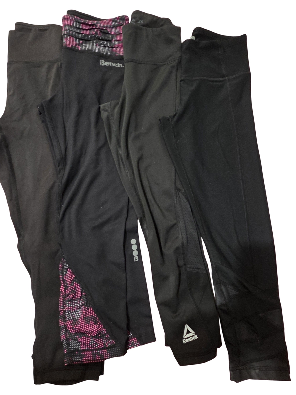 4 Pcs. Bench, Reebok, 90'degree  Women's Black Leggings Duo with Pink Accent